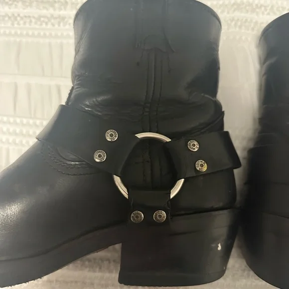 Harley Davidson Black Leather Harness Ankle Boots - Picture 8 of 13